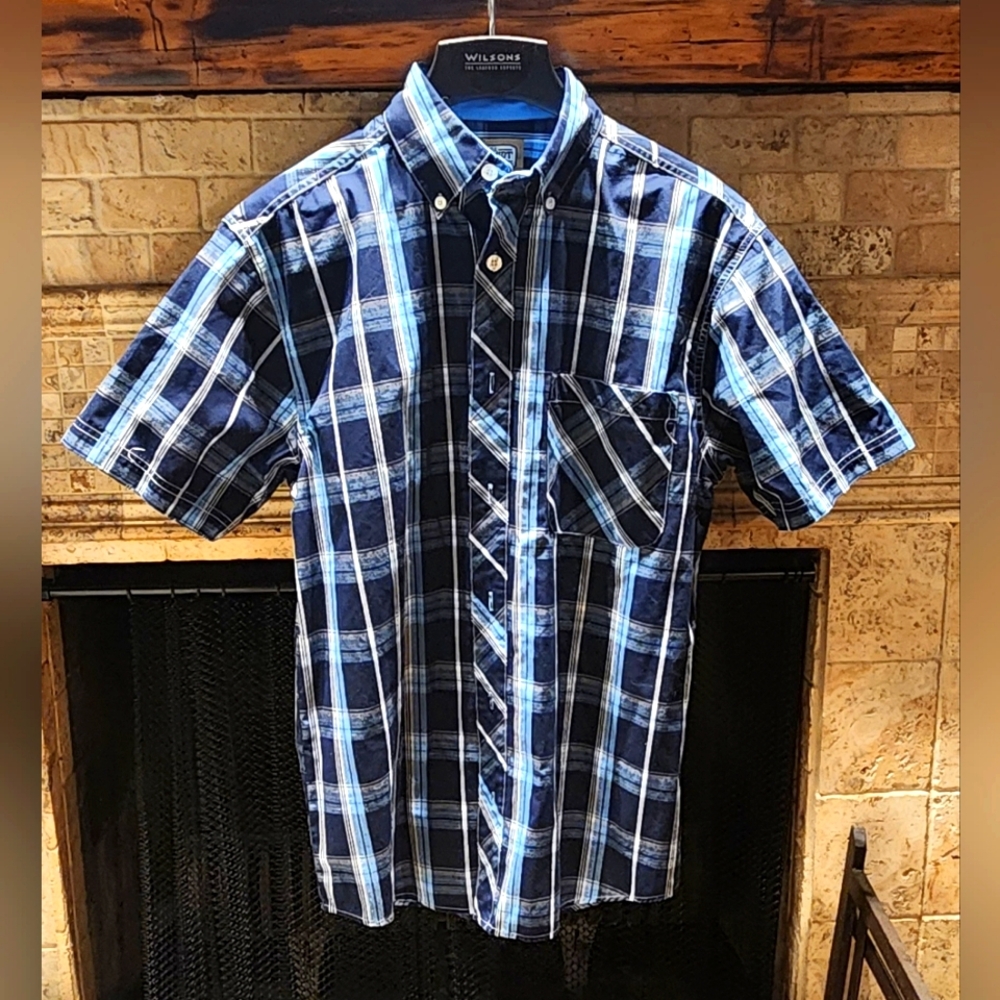 🌸 3/$25 🌸 Schmidt Work Wear Mens Plaid Short Sleeve Shirt-Size M